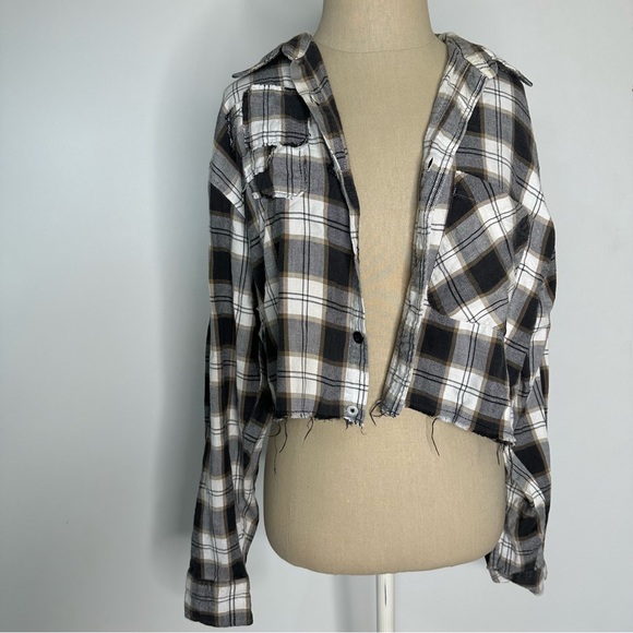 Riley 1880 Vintage Cropped Flannel CROPPED SELF PATCHED IN brown - Picture 4 of 16